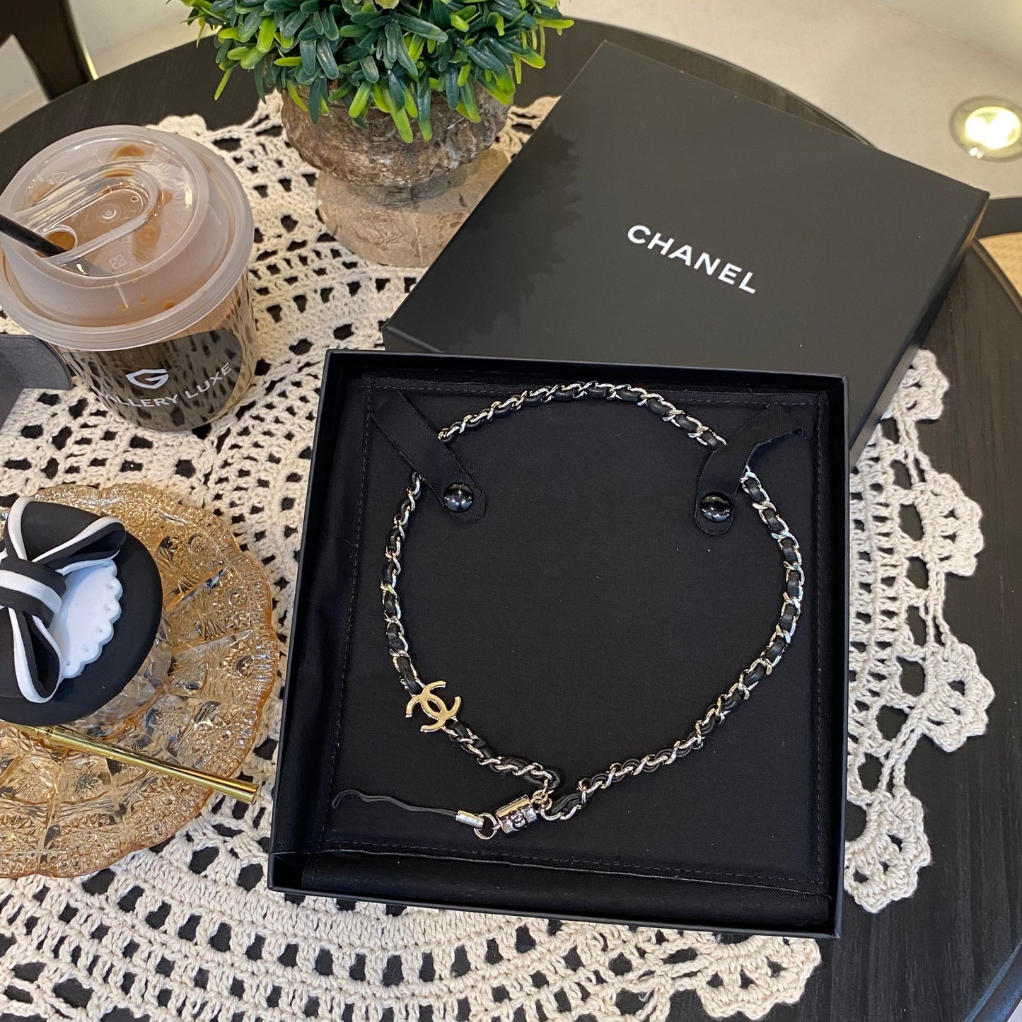 No.4011-Chanel Metal & Leather Coco Mark Phone Charm