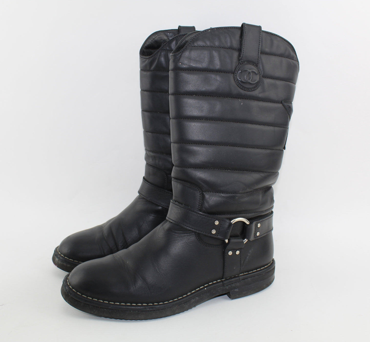CHANEL DALLAS MOTO STAR BOOTS SIZE 40
