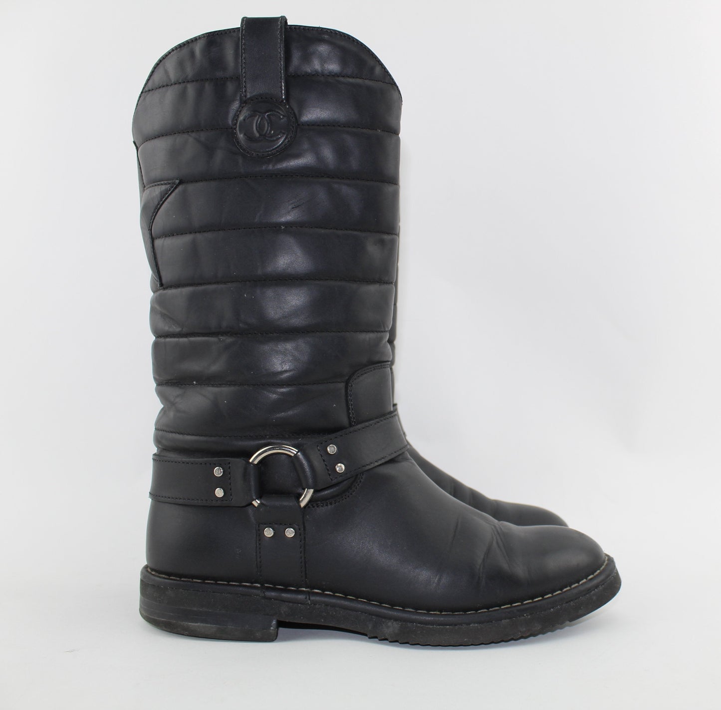 CHANEL DALLAS MOTO STAR BOOTS SIZE 40