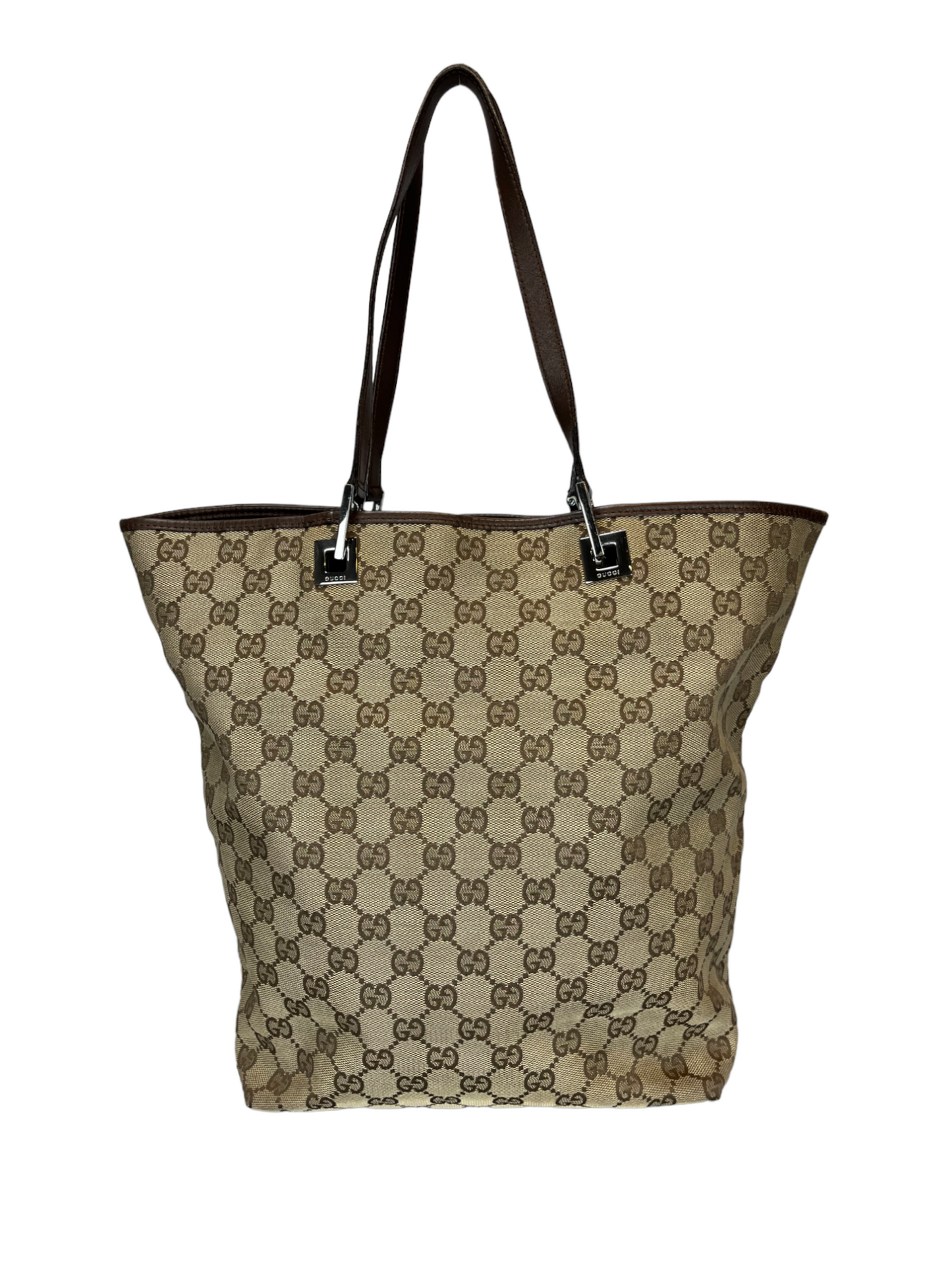 Luxury Gucci Jacquard x Leather Tote