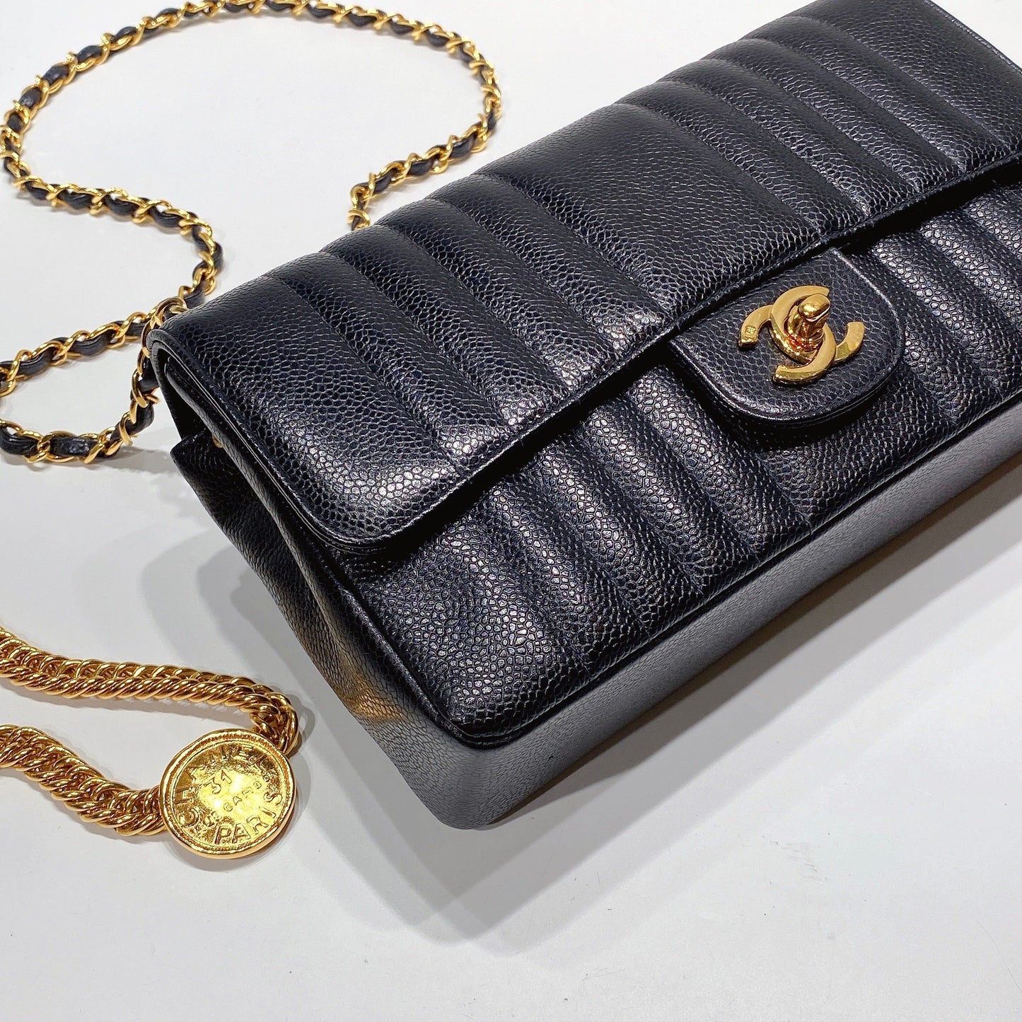 No.3503-Chanel Vintage Caviar Vertical Classic Flap Bag 25cm