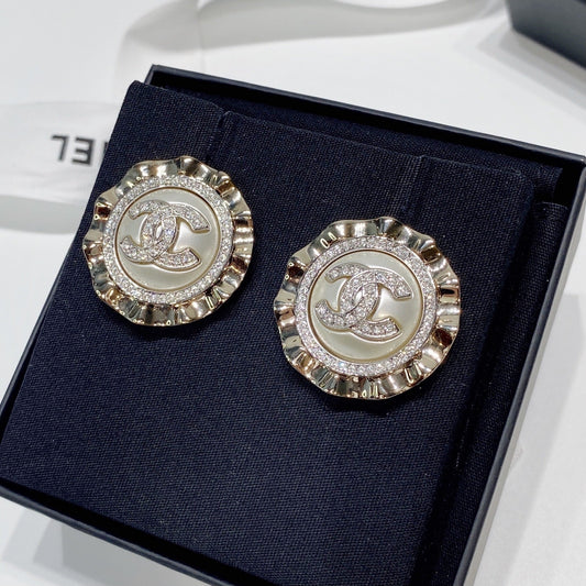 No.001308-3-Chanel Round Metal Crystal Earrings (Brand New / 全新)