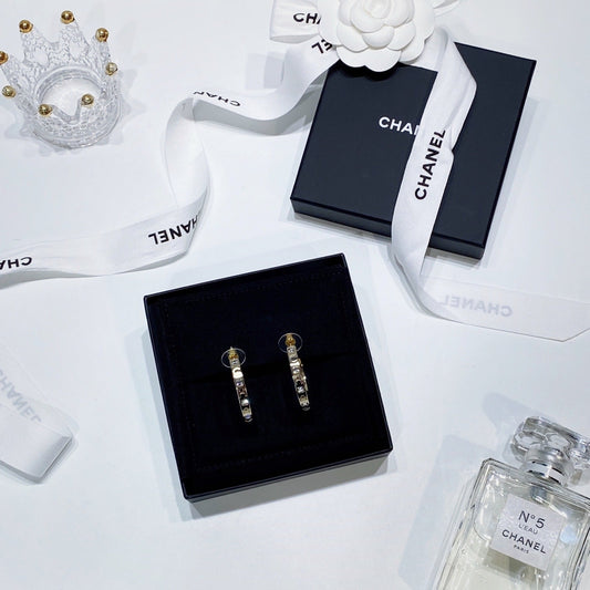 No.3456-Chanel Metal Crystal Hoop Earrings (Brand New / 全新)