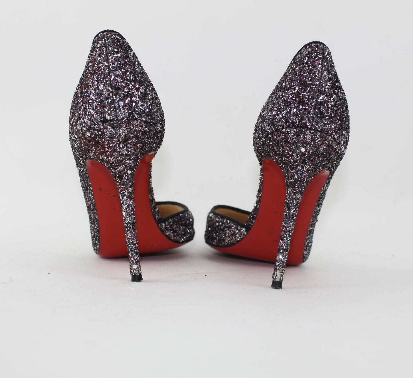 CHRISTIAN LOUBOUTIN IRIZA HALF D'ORSAY GLITTER PUMP SIZE 38.5