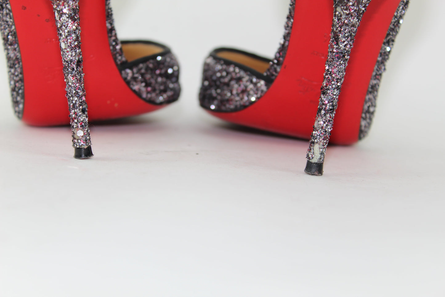 CHRISTIAN LOUBOUTIN IRIZA HALF D'ORSAY GLITTER PUMP SIZE 38.5