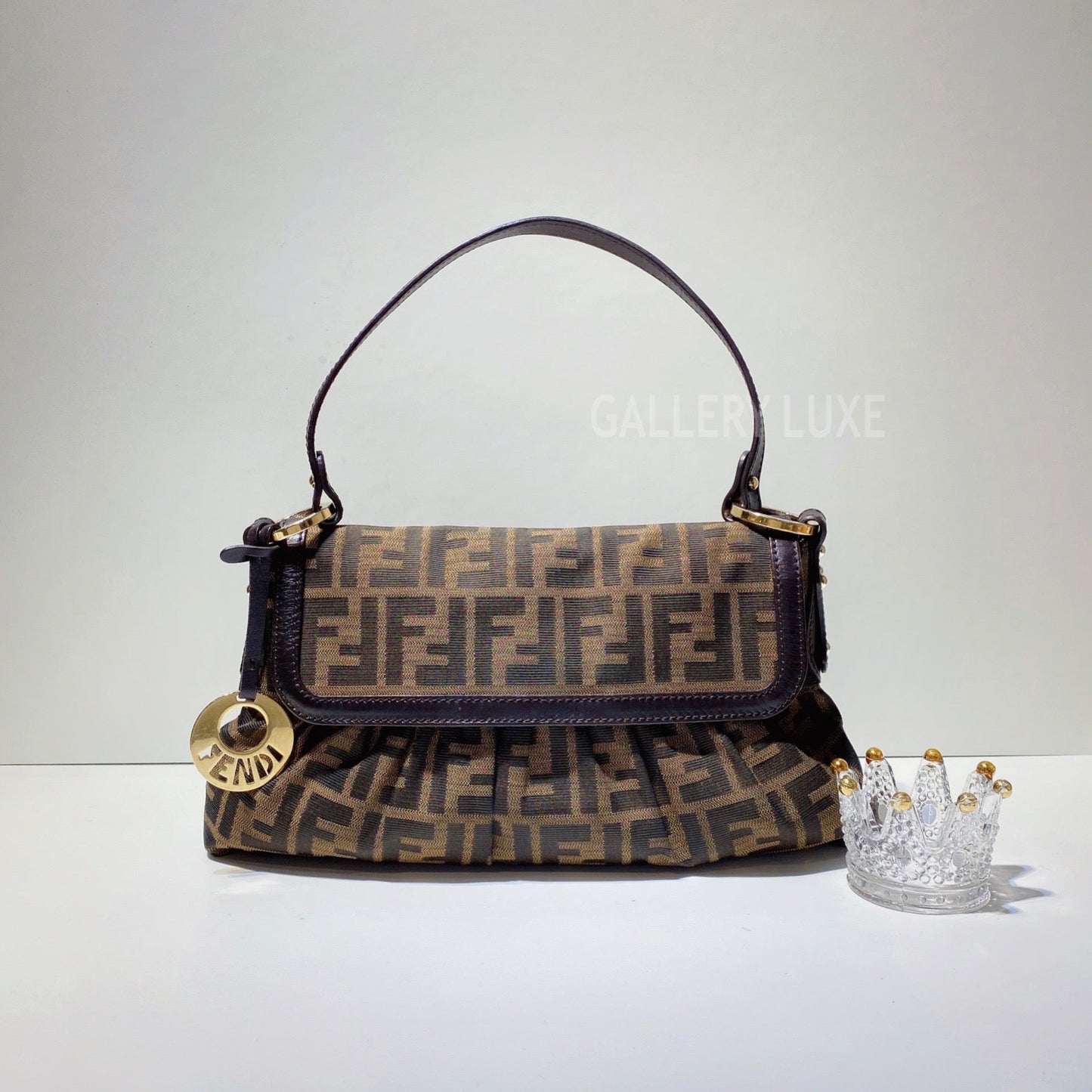 No.2960-Luxury FendiTobacco Zucca Canvas Shoulder Bag