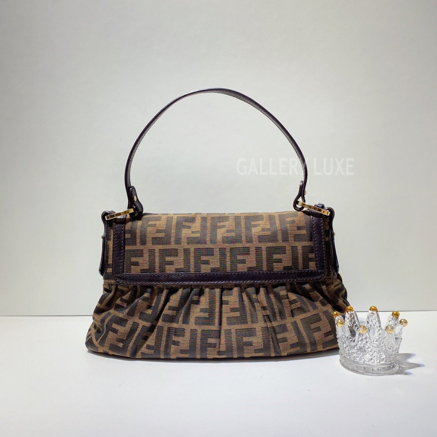No.2960-Luxury FendiTobacco Zucca Canvas Shoulder Bag
