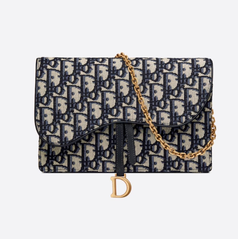 Dior Blue Oblique Saddle Pouch