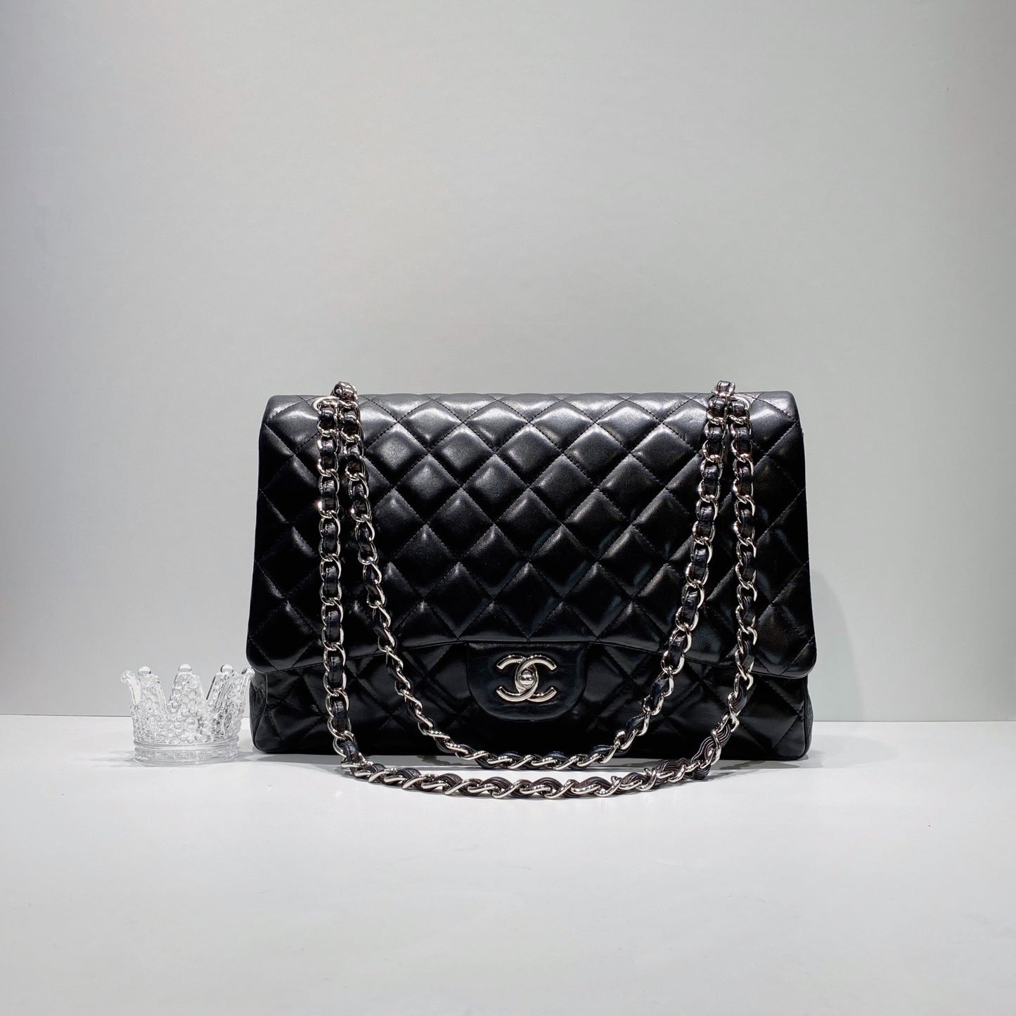 No.001312-2-Chanel Lambskin Single Flap Maxi Jumbo