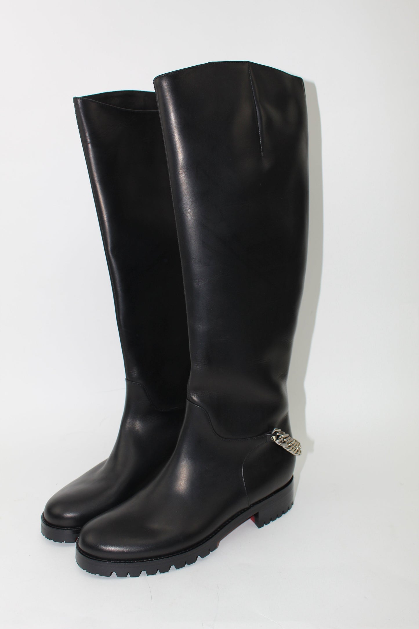 CHRISTIAN LOUBOUTIN CATE CHAIN-TRIM BOOTS