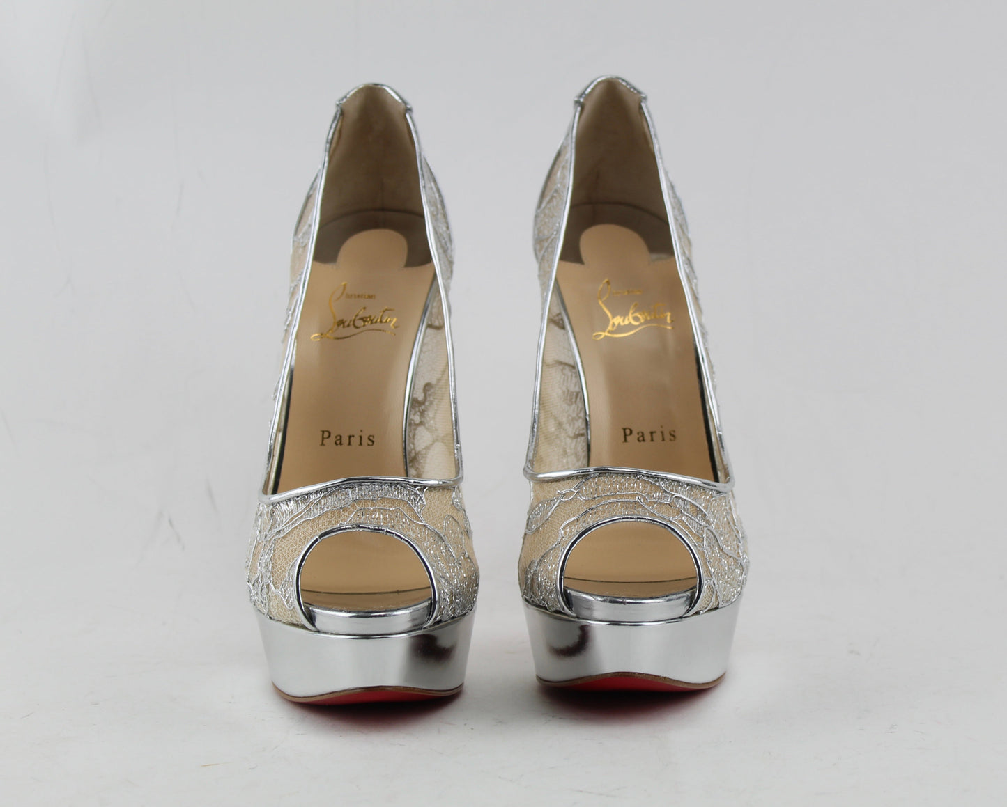 CHRISTIAN LOUBOUTIN FETISH PEEP LACE 150mm SIZE 39