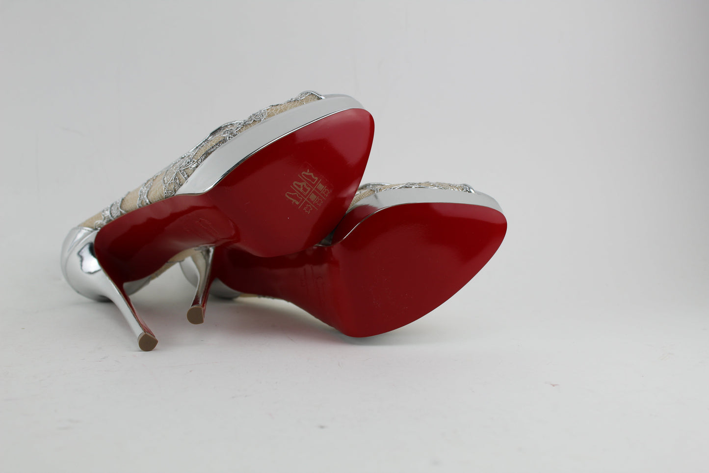 CHRISTIAN LOUBOUTIN FETISH PEEP LACE 150mm SIZE 39