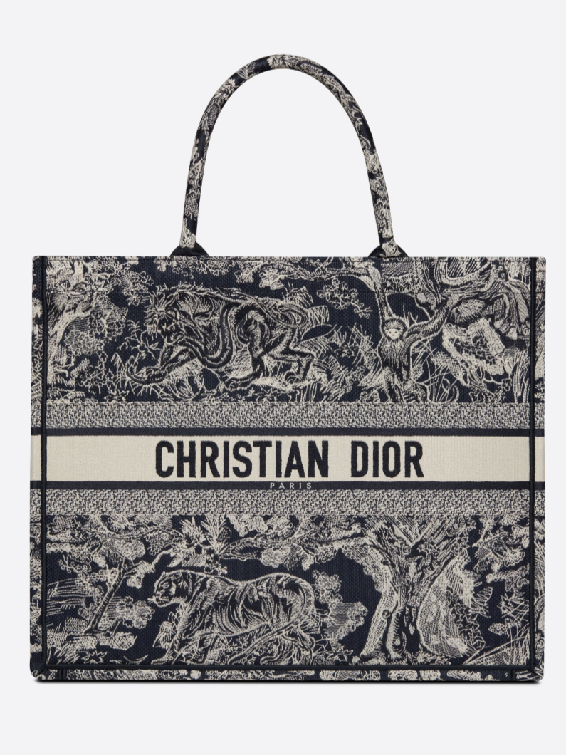 Dior Book Tote in Blue Toile De Jouy Reverse Embroidery