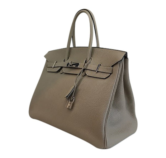 Luxury Hermes Birkin 35 Gris Tourterelle Leather PHW