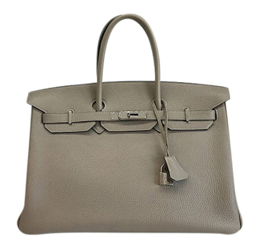 Luxury Hermes Birkin 35 Gris Tourterelle Leather PHW