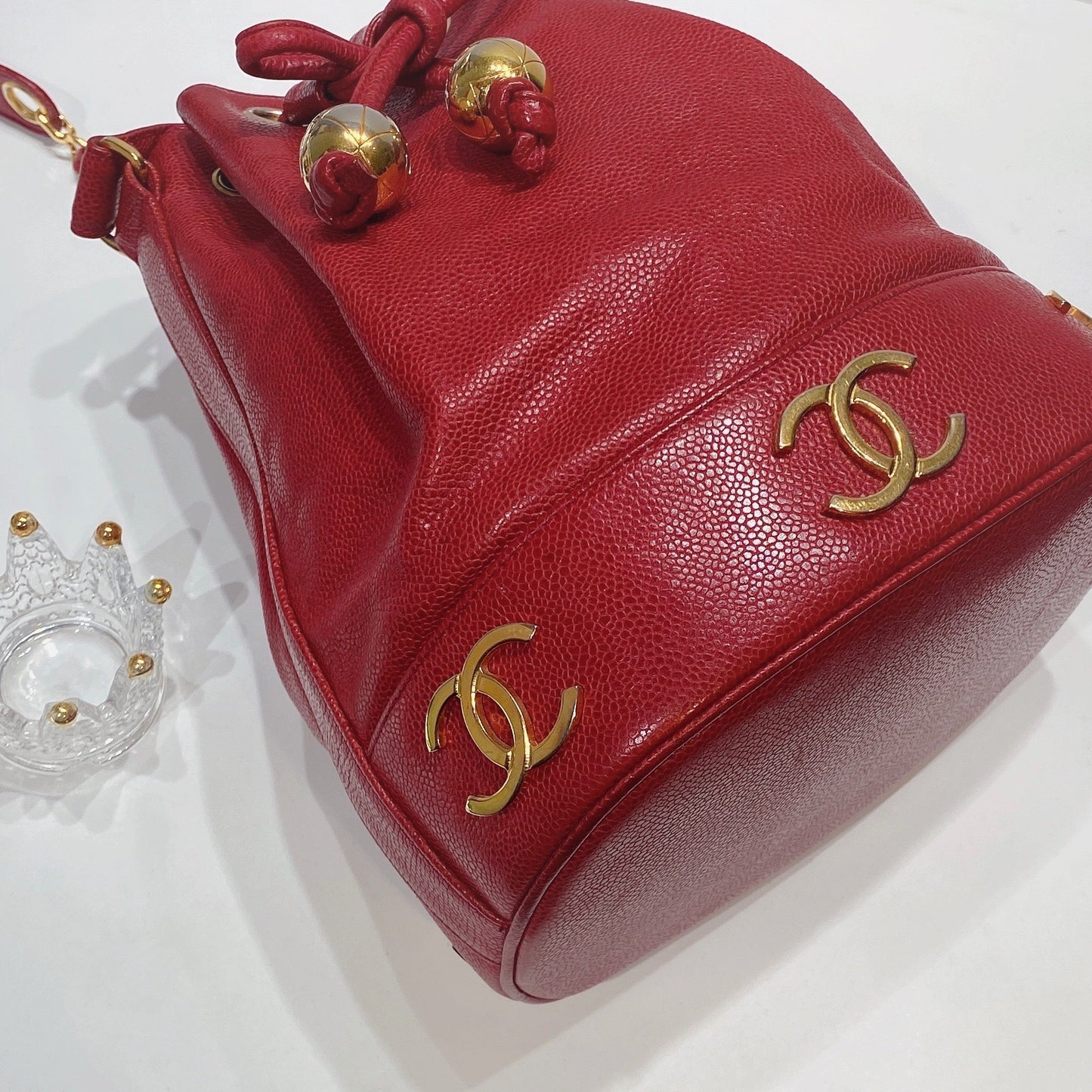No.3550-Chanel Vintage Triple CC Caviar Bucket Bag