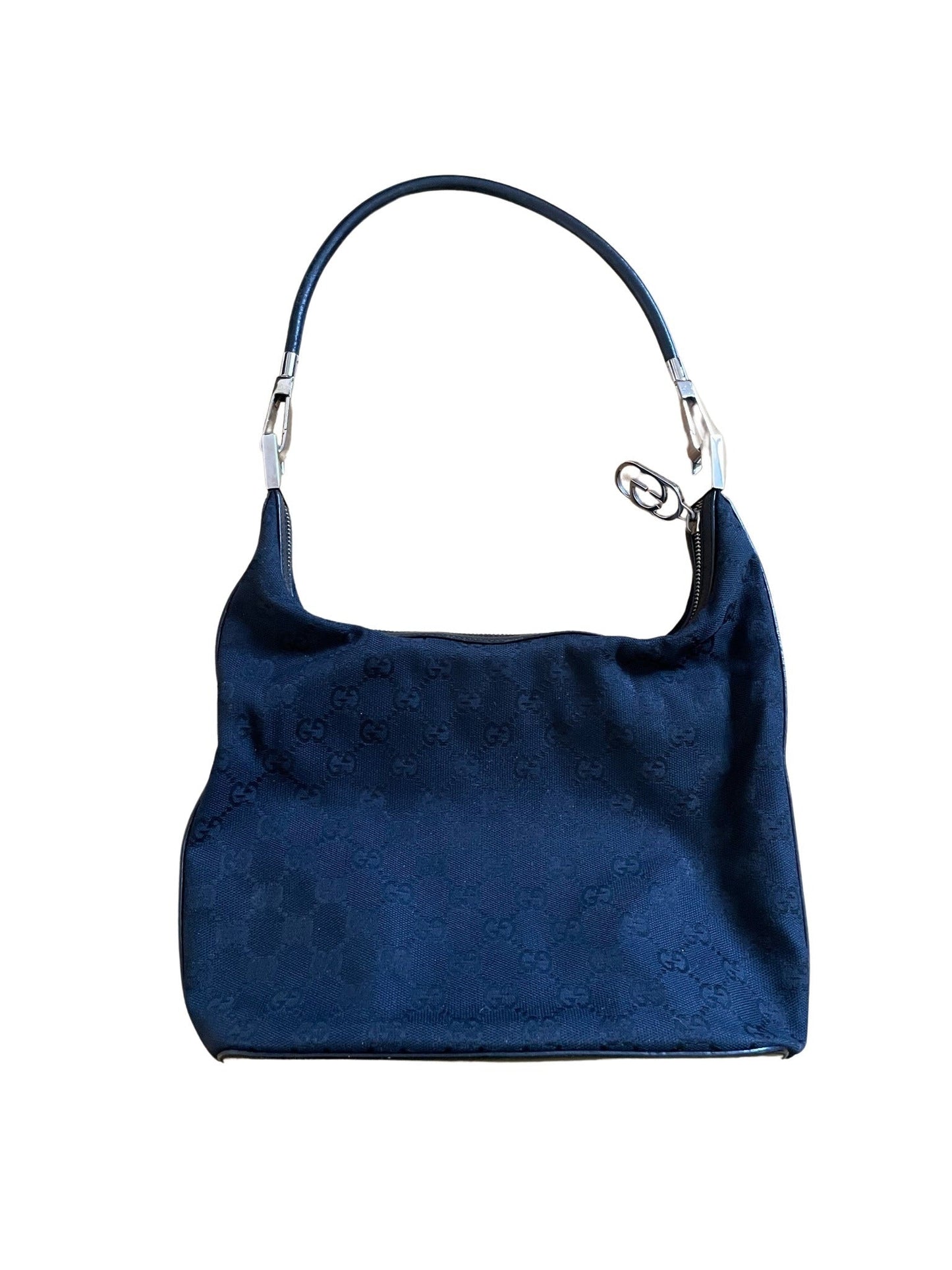 Luxury Gucci Black Jacquard Leather Shoulder Bag