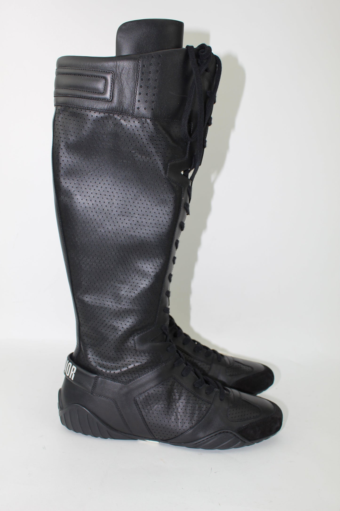 DIOR D-FENCE LEATHER SUEDE BOOTS