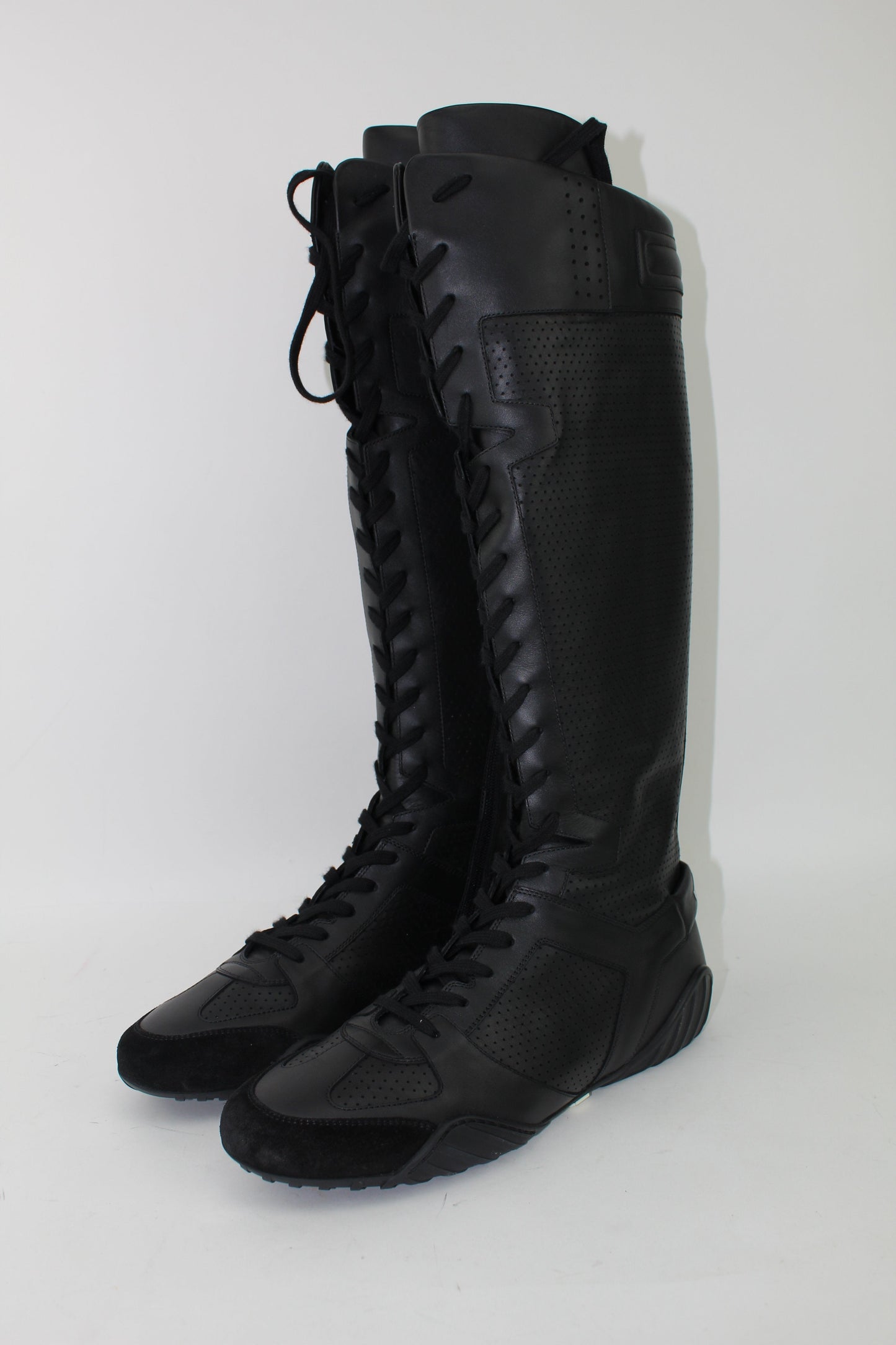 DIOR D-FENCE LEATHER SUEDE BOOTS