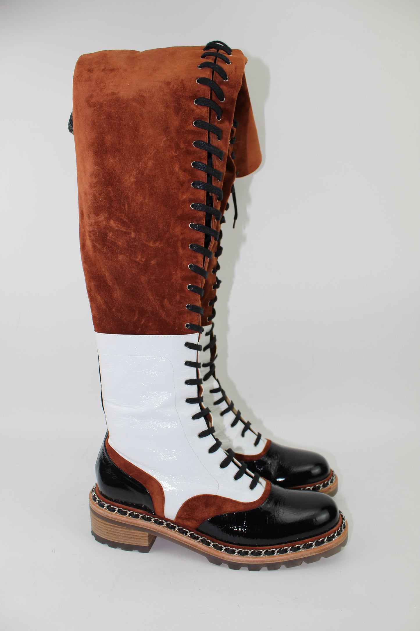 CHANEL SUEDE CALFSKIN THIGH HIGH BOOTS