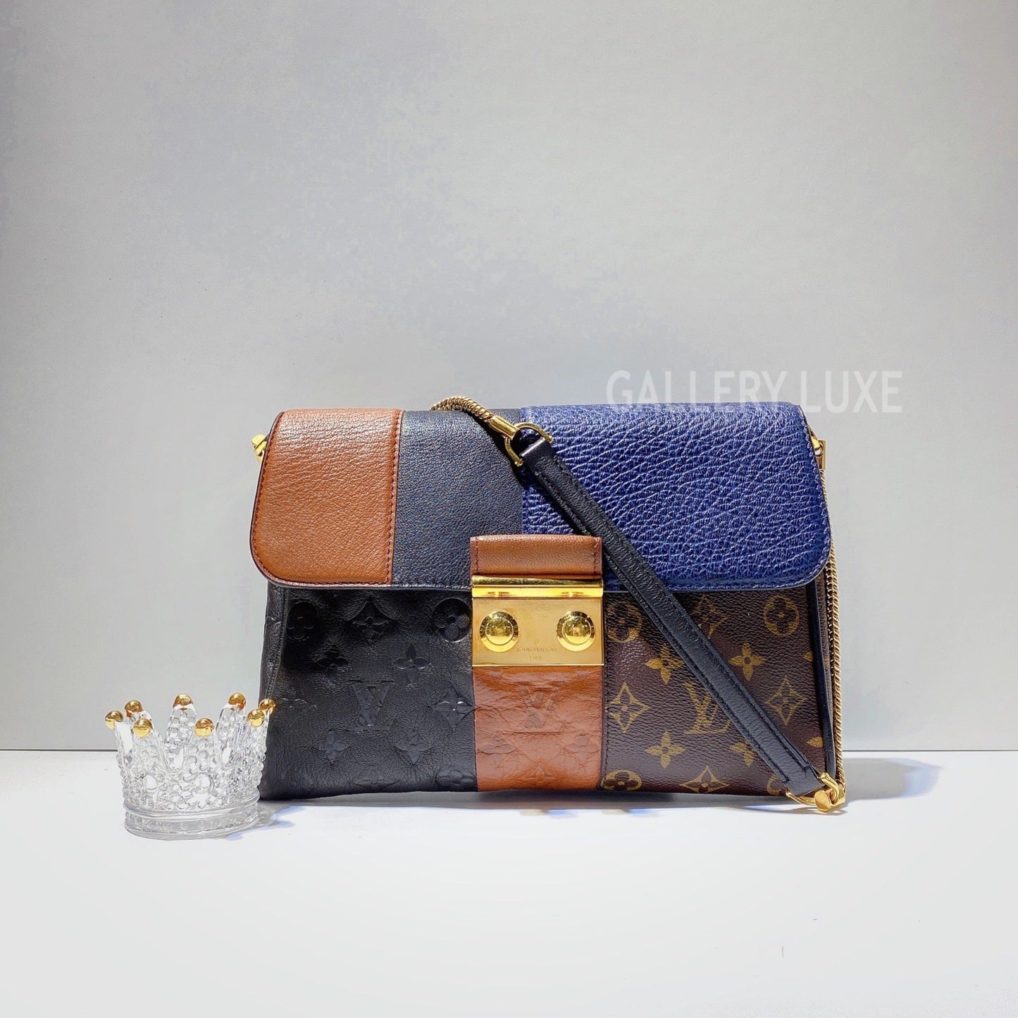 No.3008-Louis Vuitton Limited Edition Marine Monogram Blocks Pochette Plate Clutch Bag