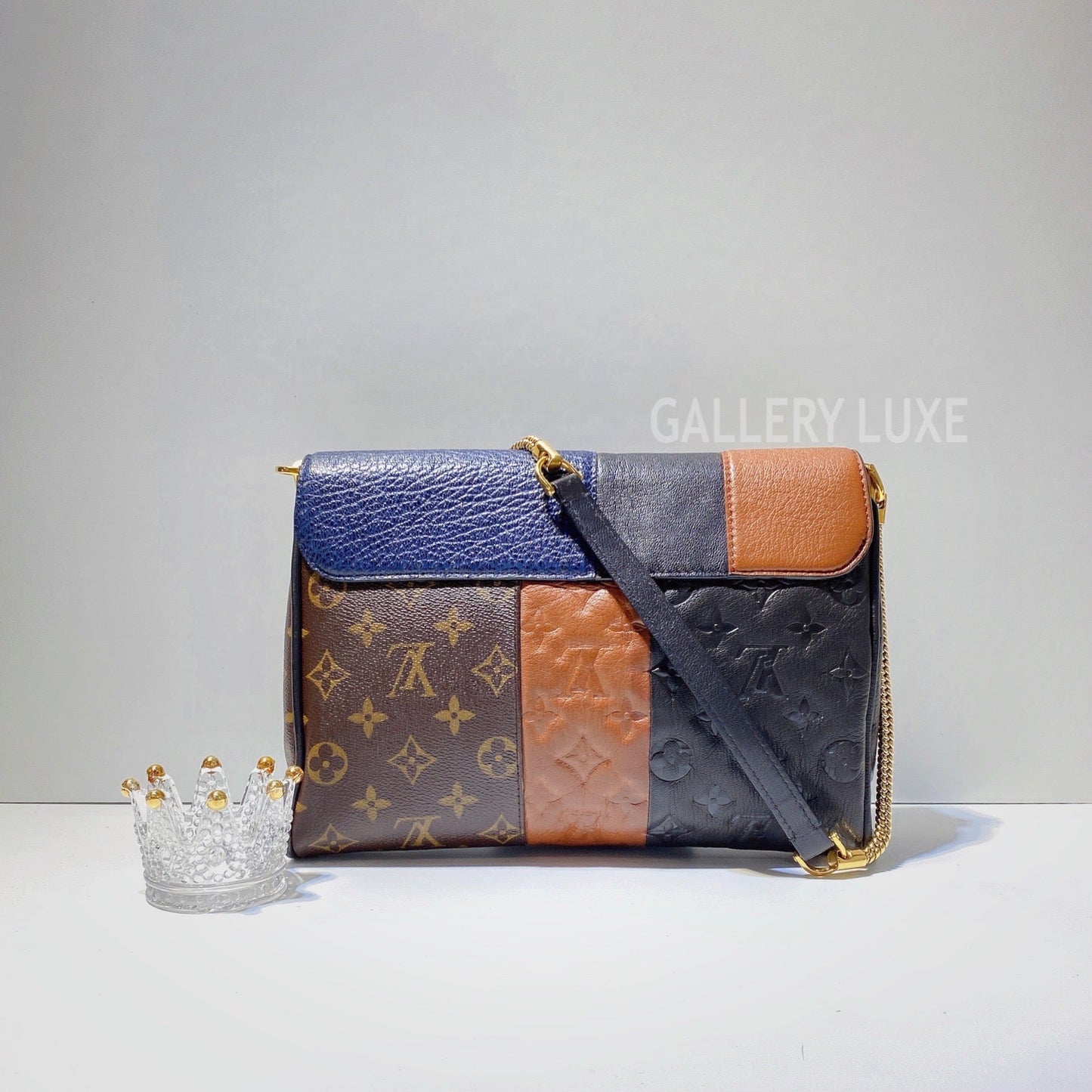 No.3008-Louis Vuitton Limited Edition Marine Monogram Blocks Pochette Plate Clutch Bag