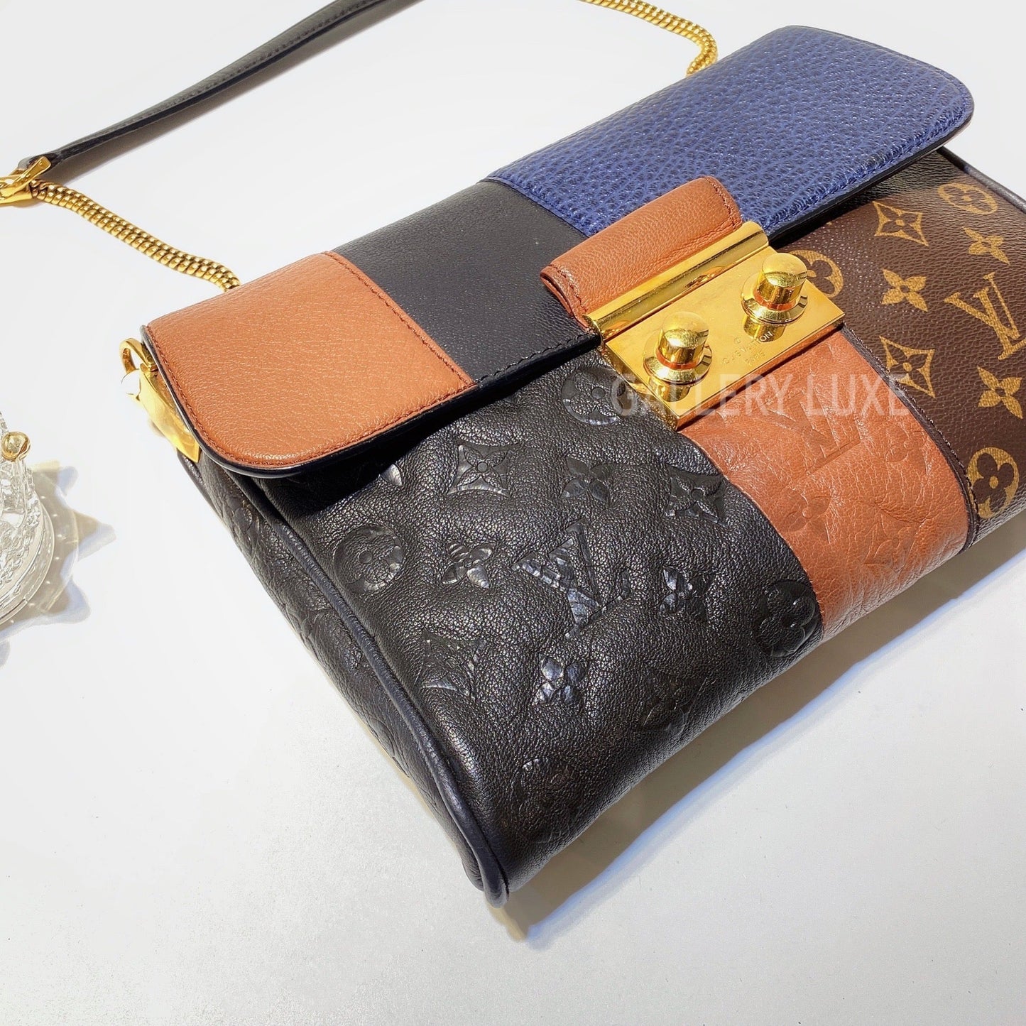 No.3008-Louis Vuitton Limited Edition Marine Monogram Blocks Pochette Plate Clutch Bag