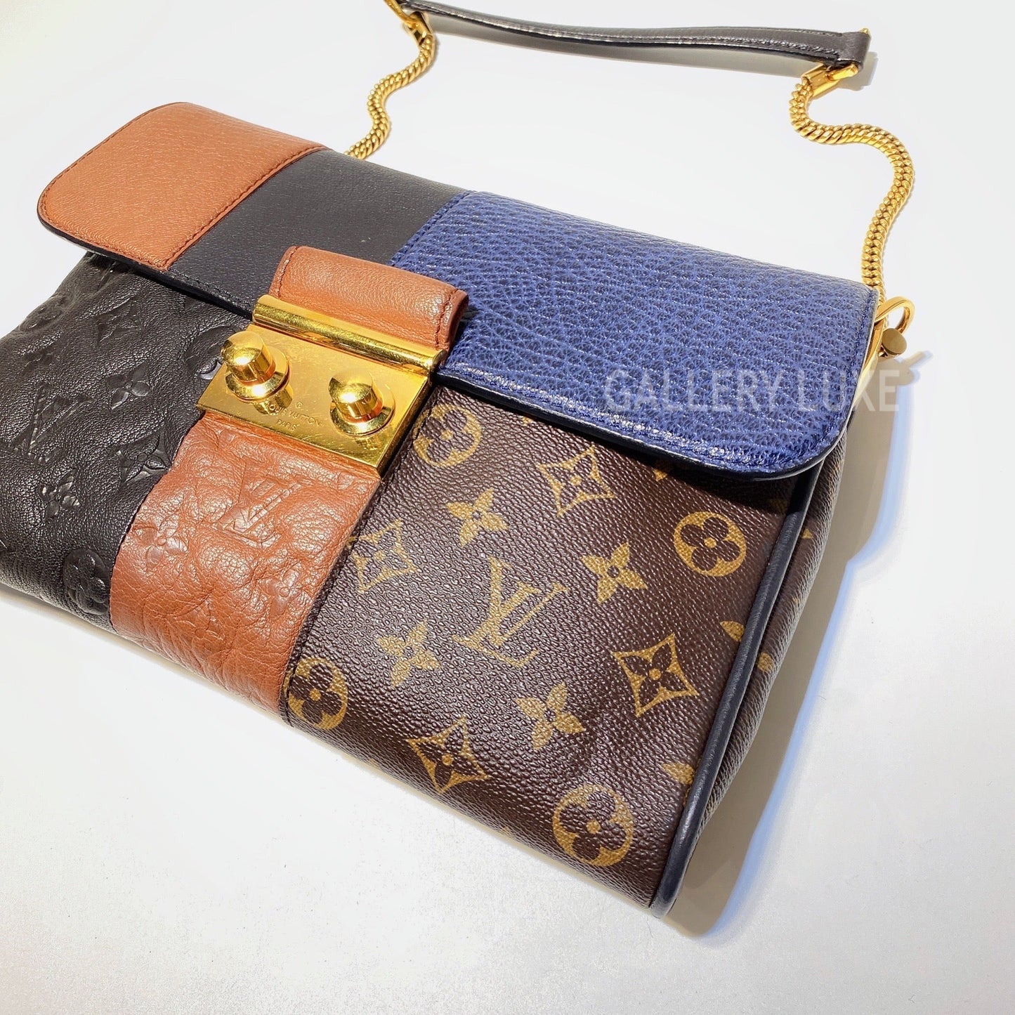 No.3008-Louis Vuitton Limited Edition Marine Monogram Blocks Pochette Plate Clutch Bag