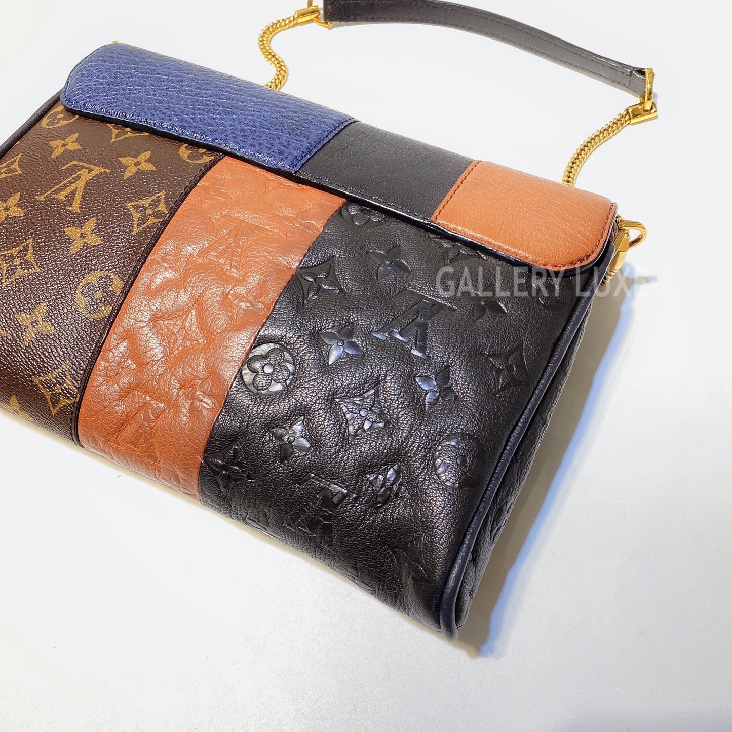 No.3008-Louis Vuitton Limited Edition Marine Monogram Blocks Pochette Plate Clutch Bag