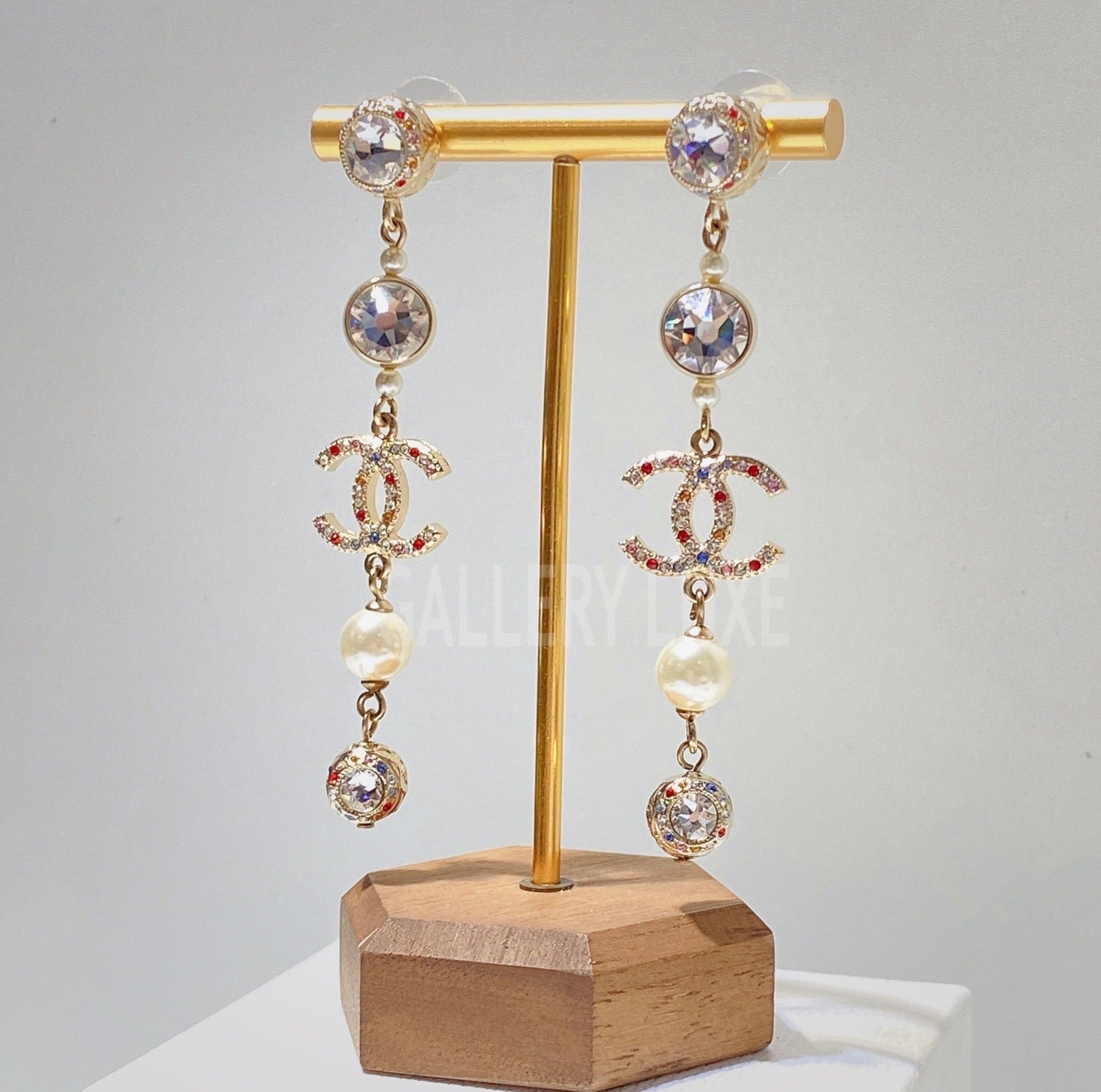 No.3012-Chanel Crystal Pearl Drop Earrings