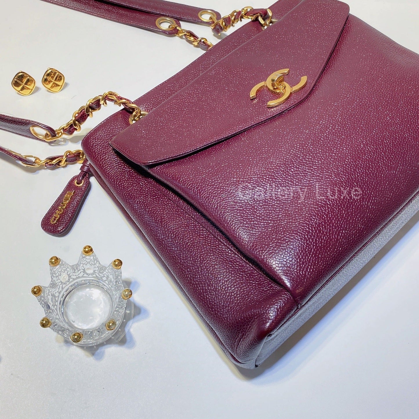 No.2680-Chanel Vintage Caviar Turn Lock Tote Bag