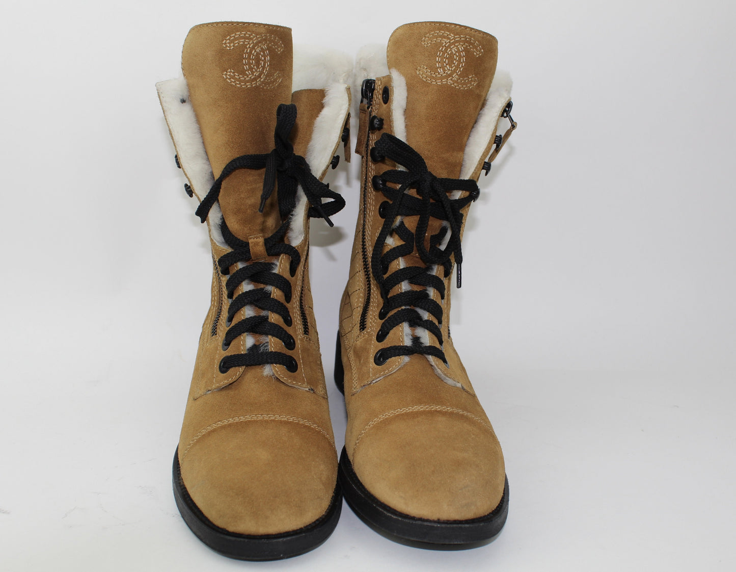 CHANEL SHEARLING COMBAT BOOTS