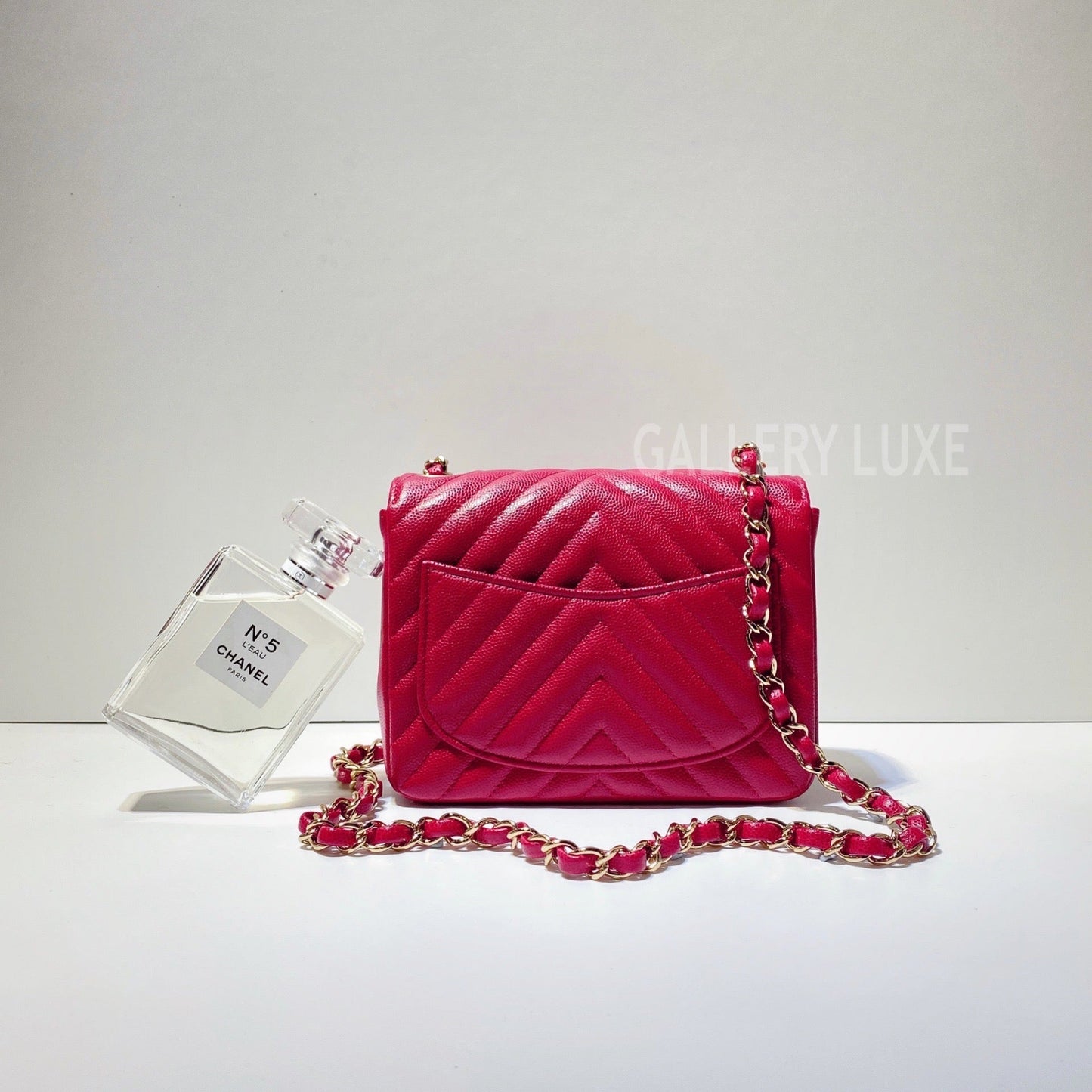 No.3017-Chanel Caviar Chevron Classic Flap Mini 17cm
