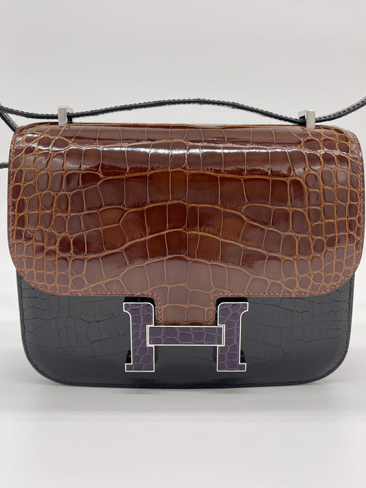 Luxury Hermes Constance III 18 Mini Marquetry AL Noir/Miel/Cassic