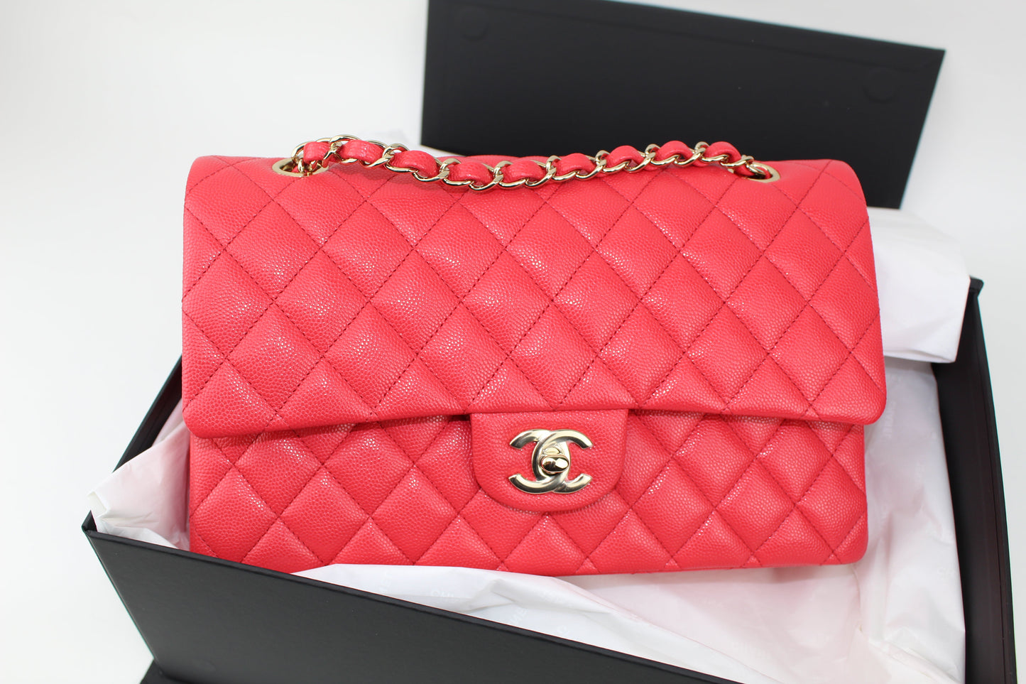 CHANEL CAVIAR DOUBLE FLAP MEDIUM BAG