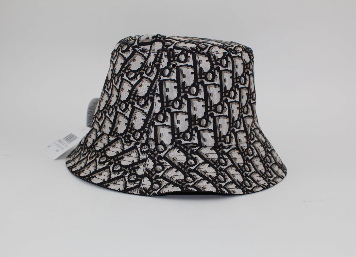 DIOR TEDDY D CD OBLIQUE BLACK SMALL-BRIM BUCKET HAT SIZE 58