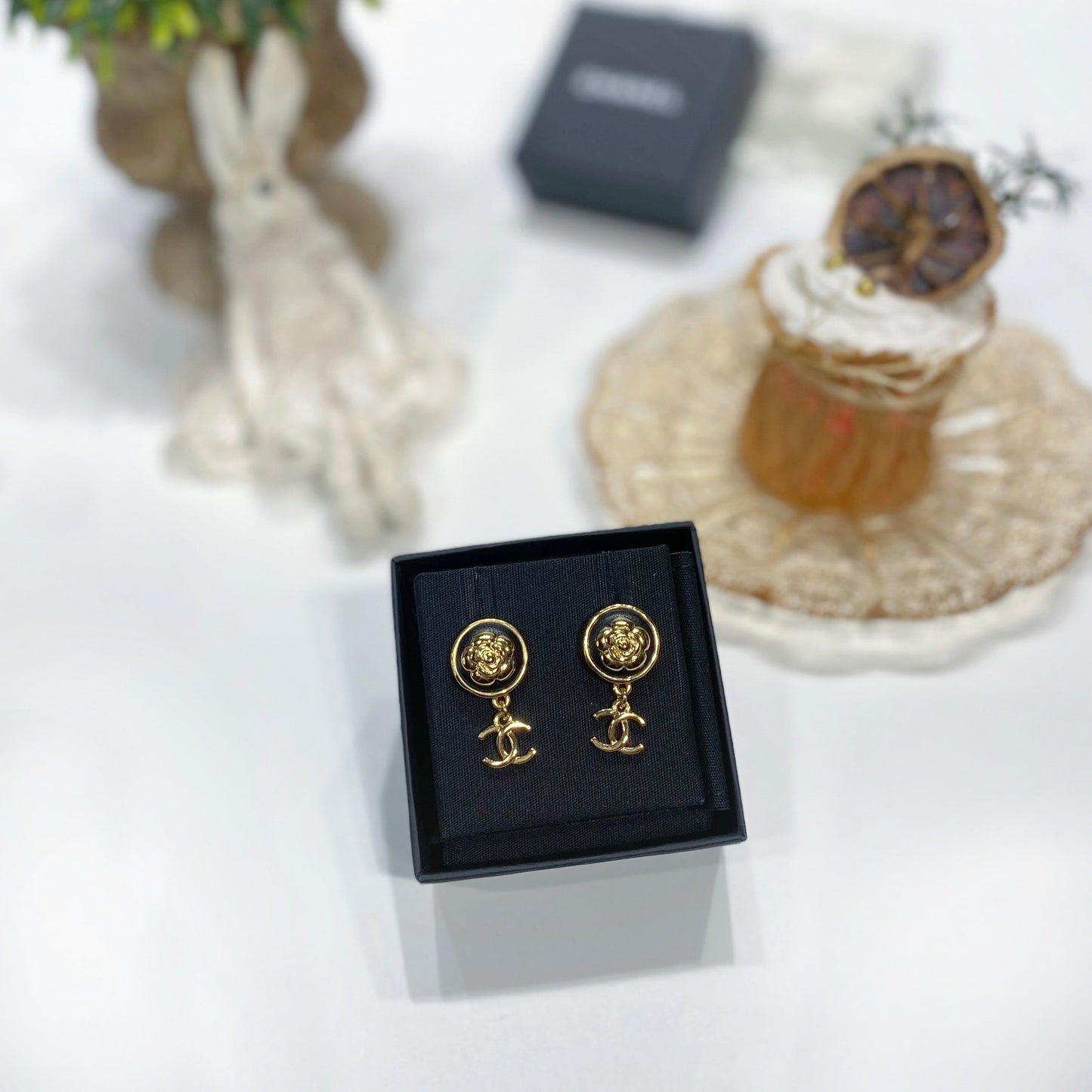 No.3853-Chanel Metal Camellia Coco Mark Earrings (Brand New / 全新貨品)