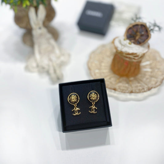 No.3853-Chanel Metal Camellia Coco Mark Earrings (Brand New / 全新貨品)