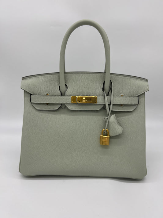 Luxury Hermes Birkin 30 Veau Togo Gris Neve Gold Hardware