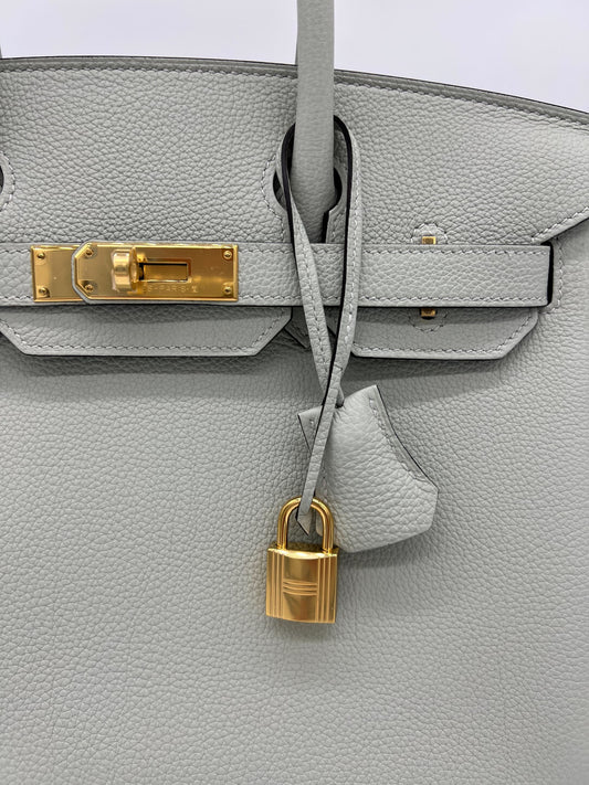Luxury Hermes Birkin 30 Veau Togo Gris Neve Gold Hardware