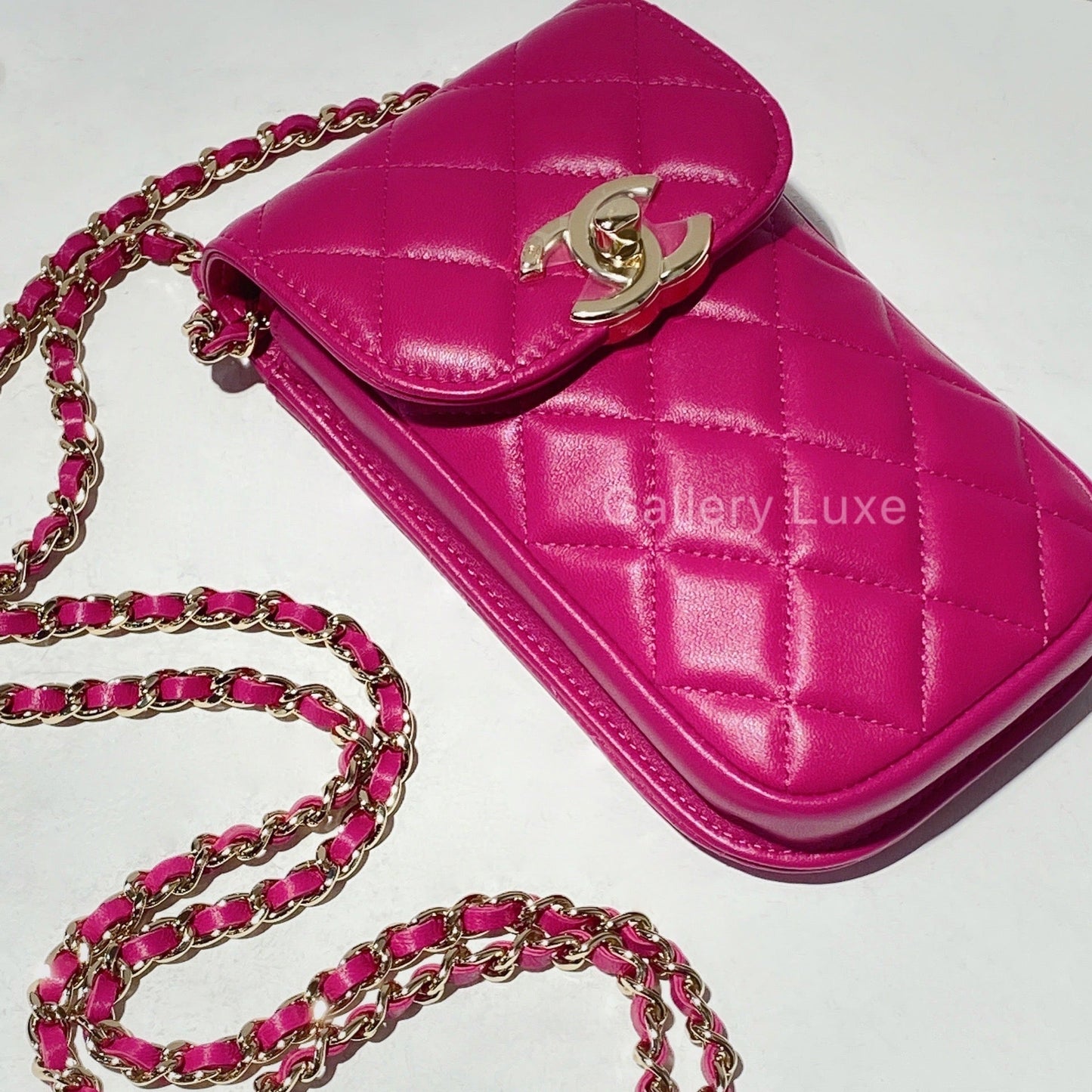No.001470-2-Chanel Lambskin Phone Holder with Chain