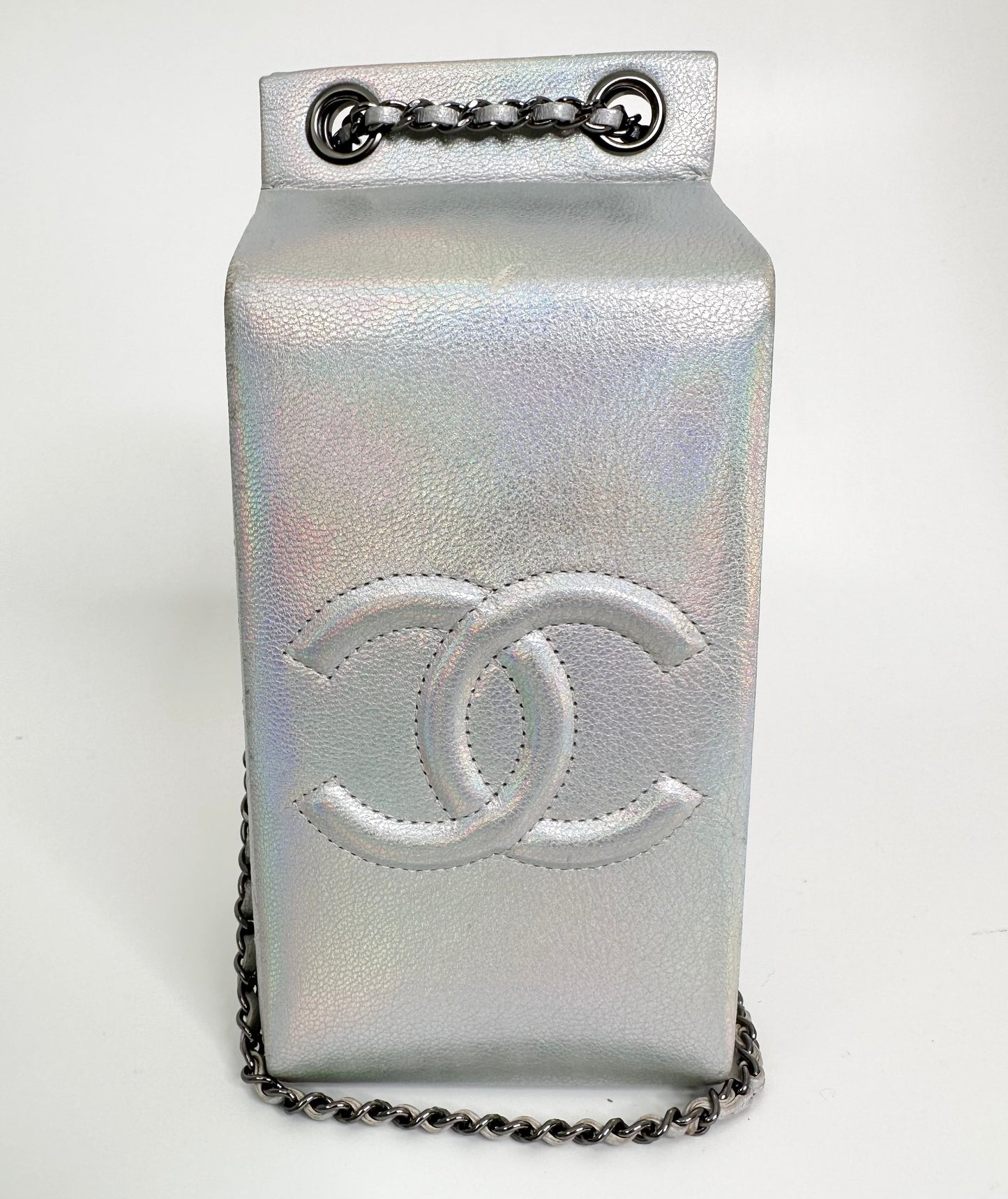 CHANEL Iridescent Silver Lait de Coco Milk Carton Bag