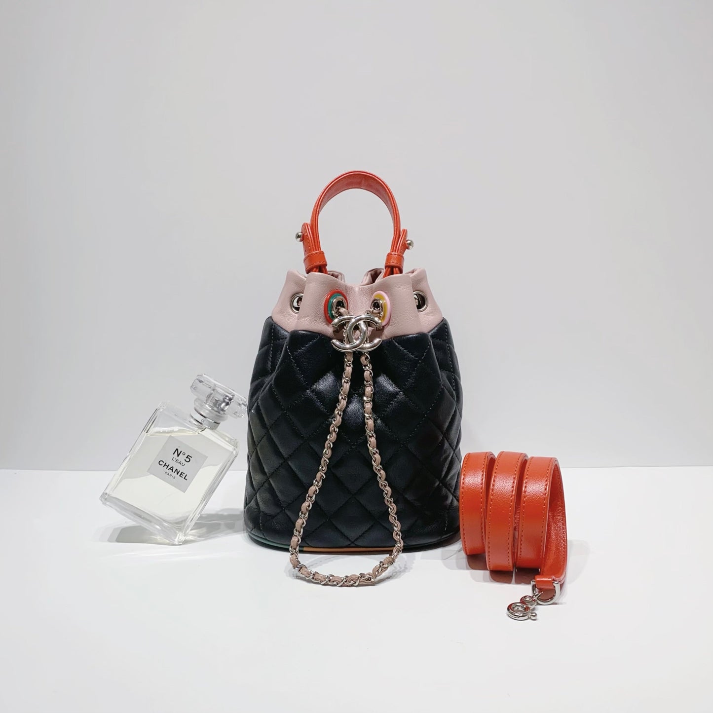 No.001557-Chanel Lambskin Cuba Color Bucket Bag