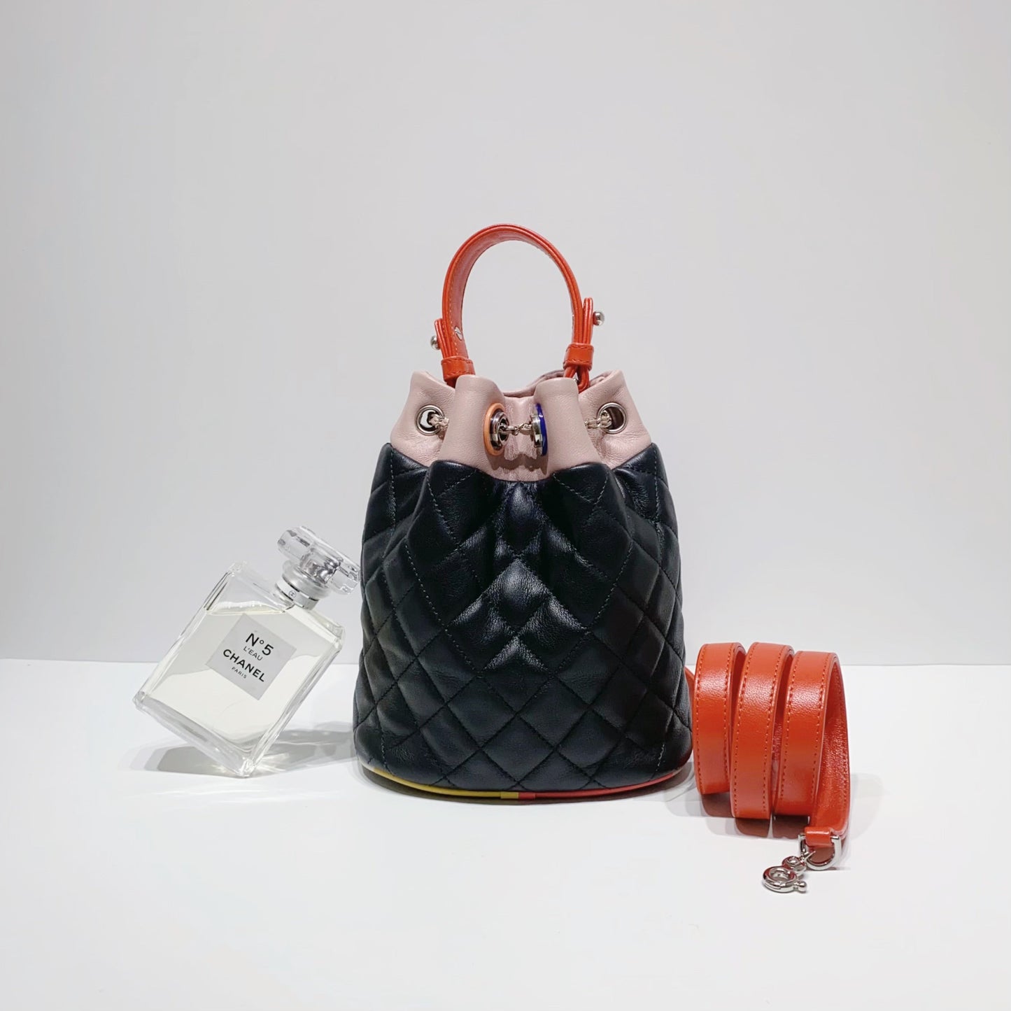 No.001557-Chanel Lambskin Cuba Color Bucket Bag