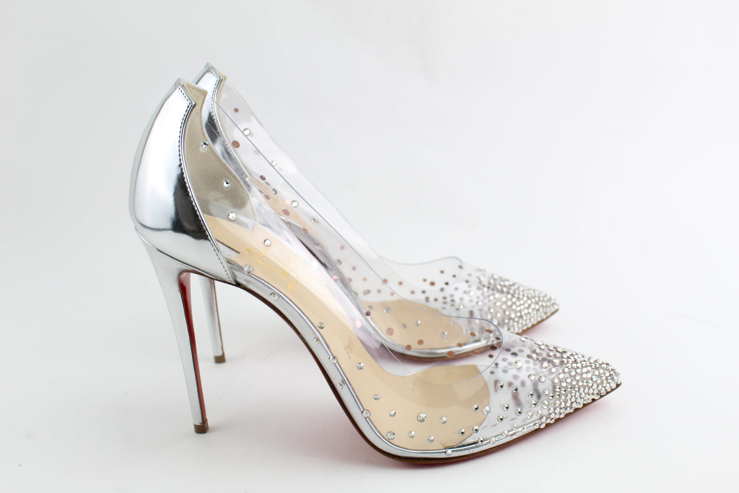 CHRISTIAN LOUBOUTIN DEGRASTRASS CLEAR EMBELLISHED PUMP SIZE 39.5