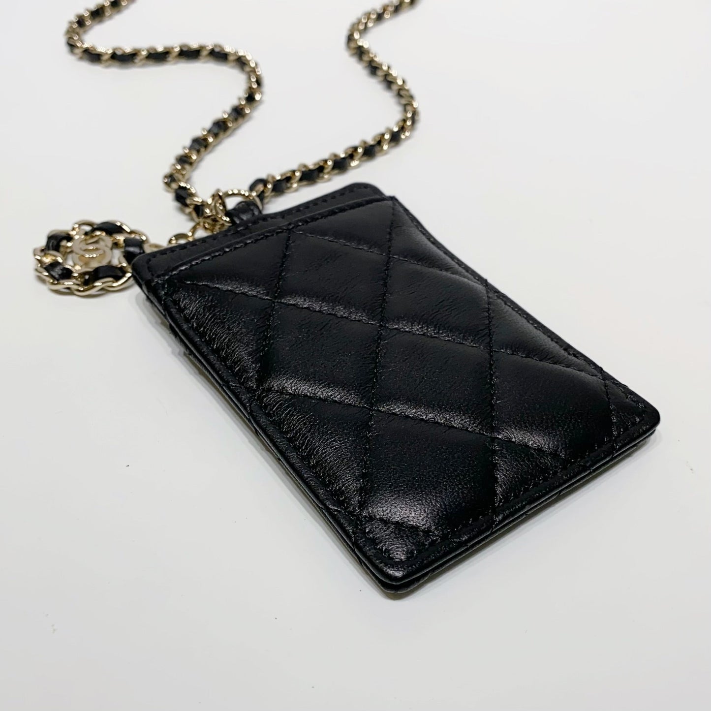 No.3999-Chanel Coco Eyelet Card Holder With Chain (Unused / 未使用品)