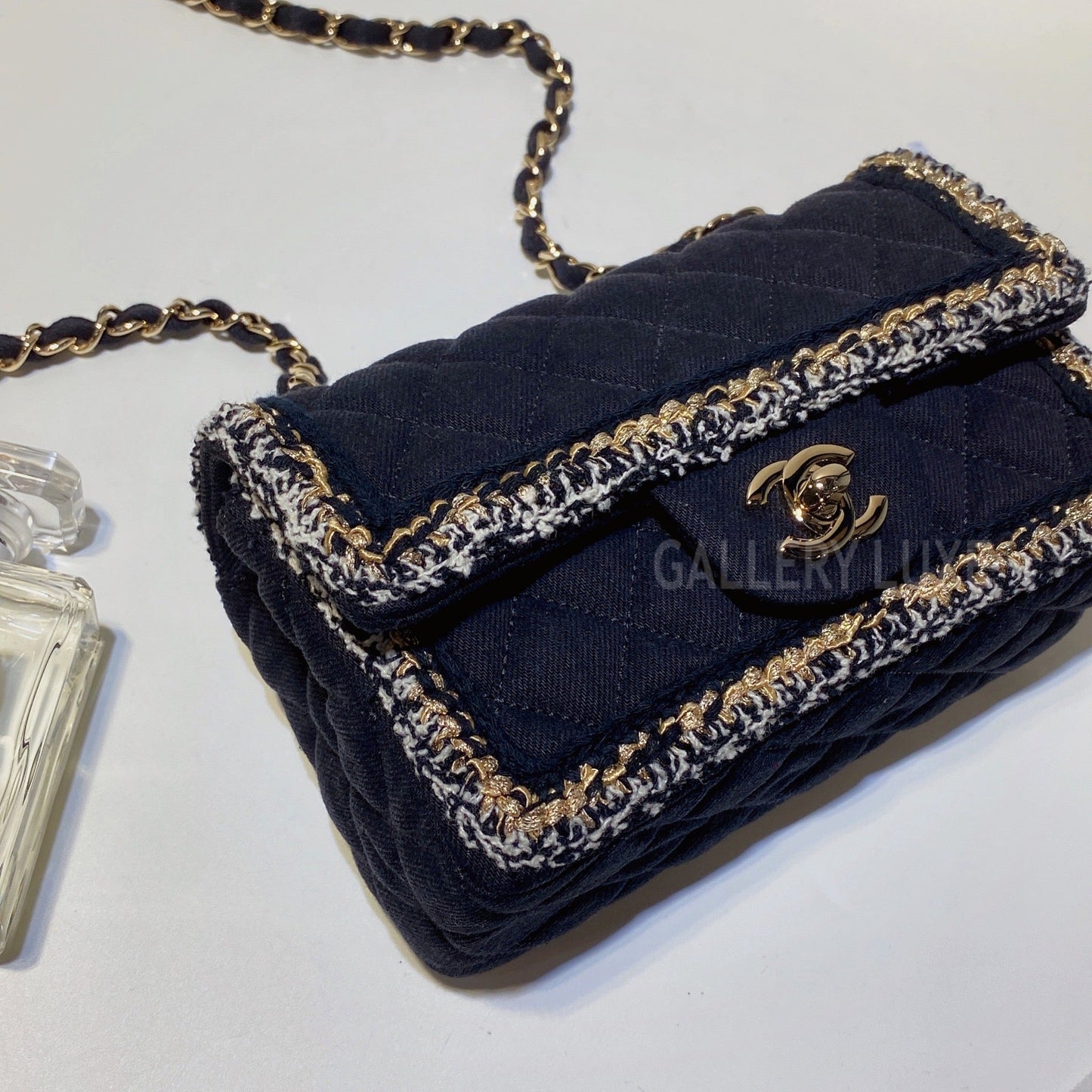 No.3068-Chanel Denim & Fabric Classic Flap Mini 20cm