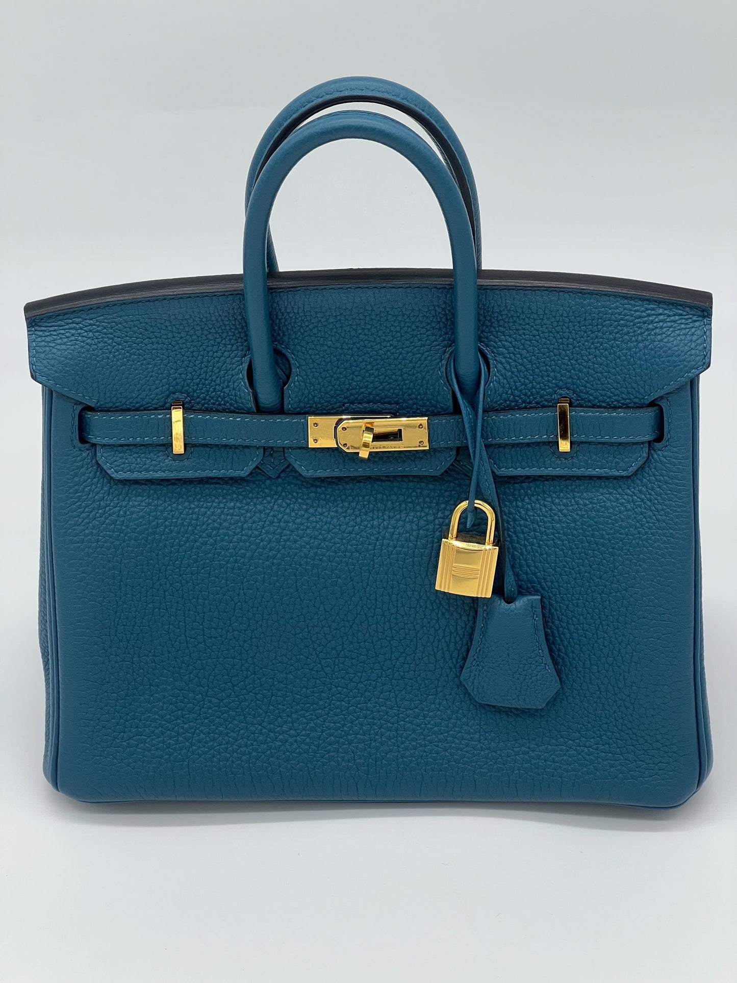 Luxury Hermes Birkin 25 Bleu Jean Togo Gold Hardware