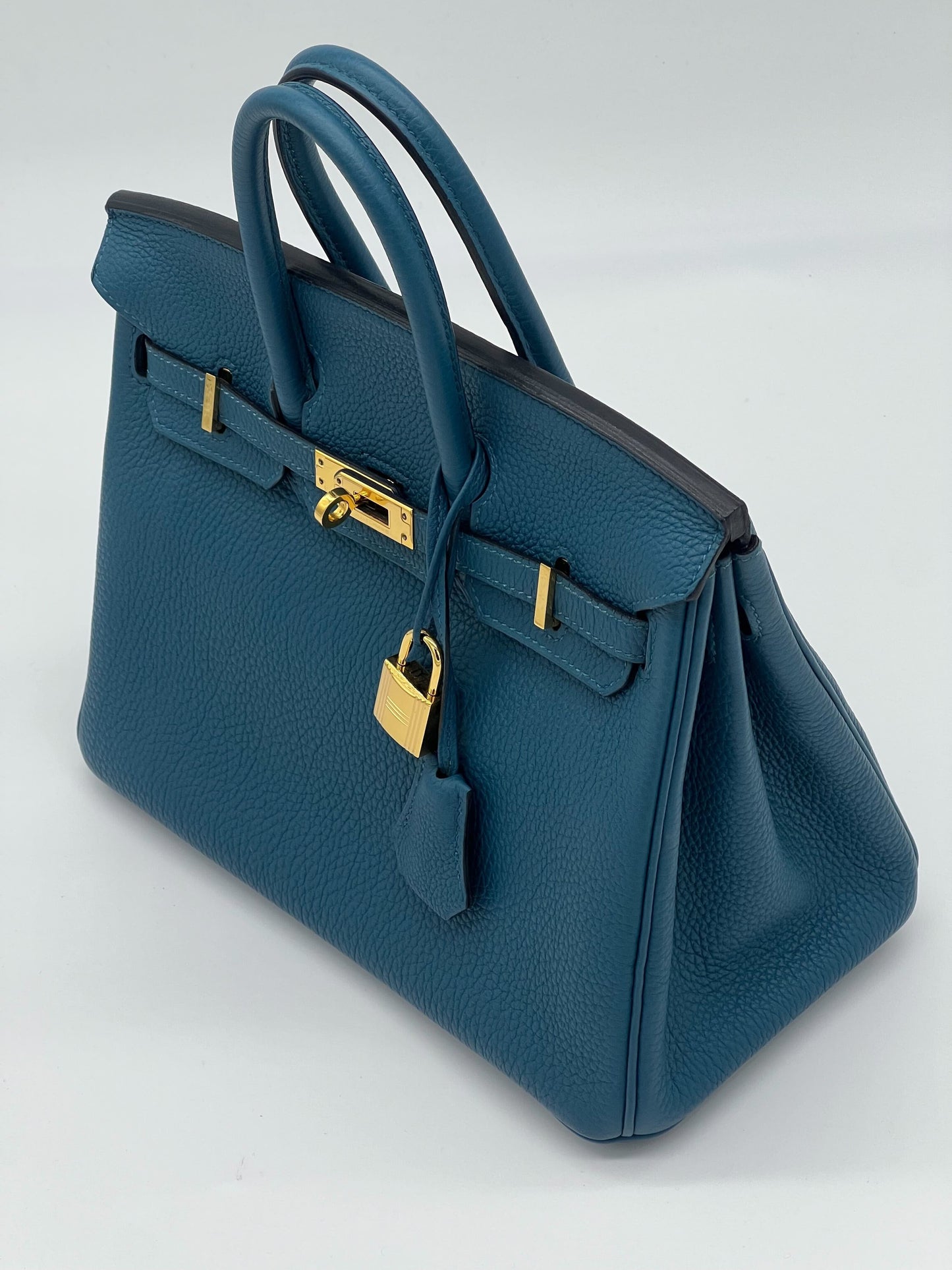 Luxury Hermes Birkin 25 Bleu Jean Togo Gold Hardware