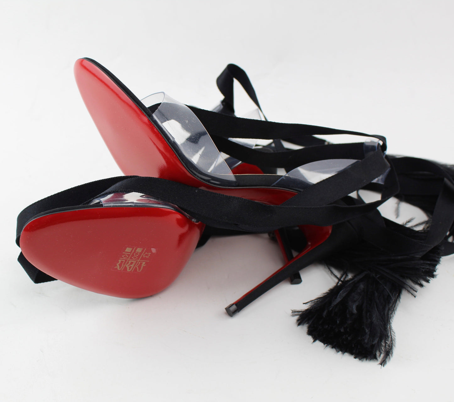 CHRISTIAN LOUBOUTIN MARIE EDWINA 100mm PVC/Crepe satin/Ostrich